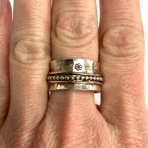 Sterling Silver 925 Copper Wide Spinner Curved Comfort Fit Band Ring Sz 7.25